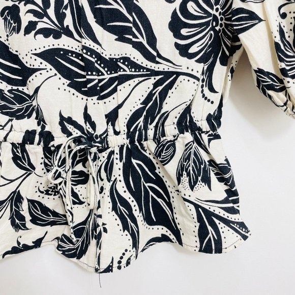 Who What Wear Women's Top Small Linen Half Sleeve Peplum Shirt Floral Print New - Picture 6 of 11